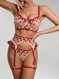 Women Sexy Lace Bra & Garter Set Lingerie | Floral Embroidered Push-Up